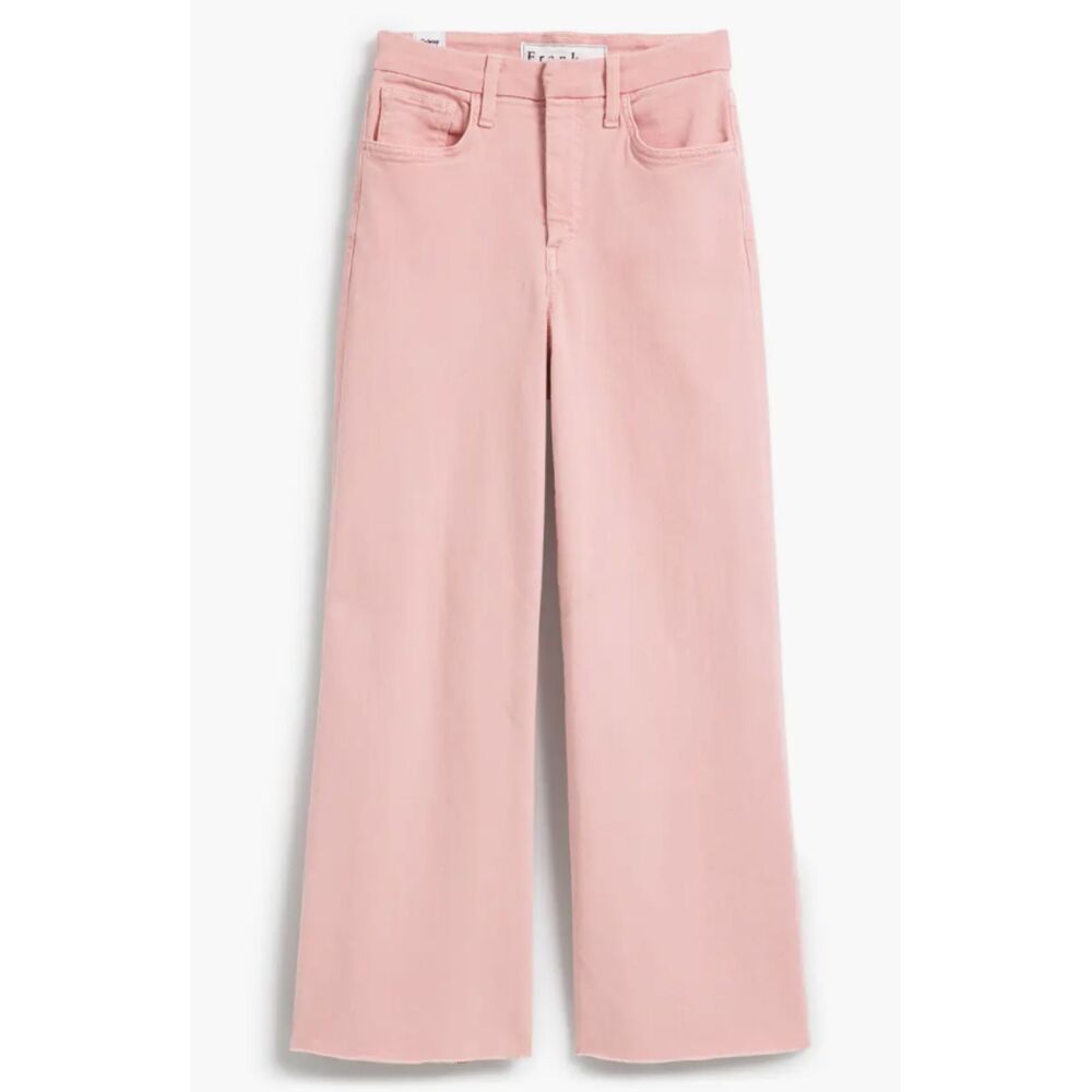 Frank & Eileen Galway Cropped Wide Leg Gaucho Jeans Women's 29 Pink Denim Preppy